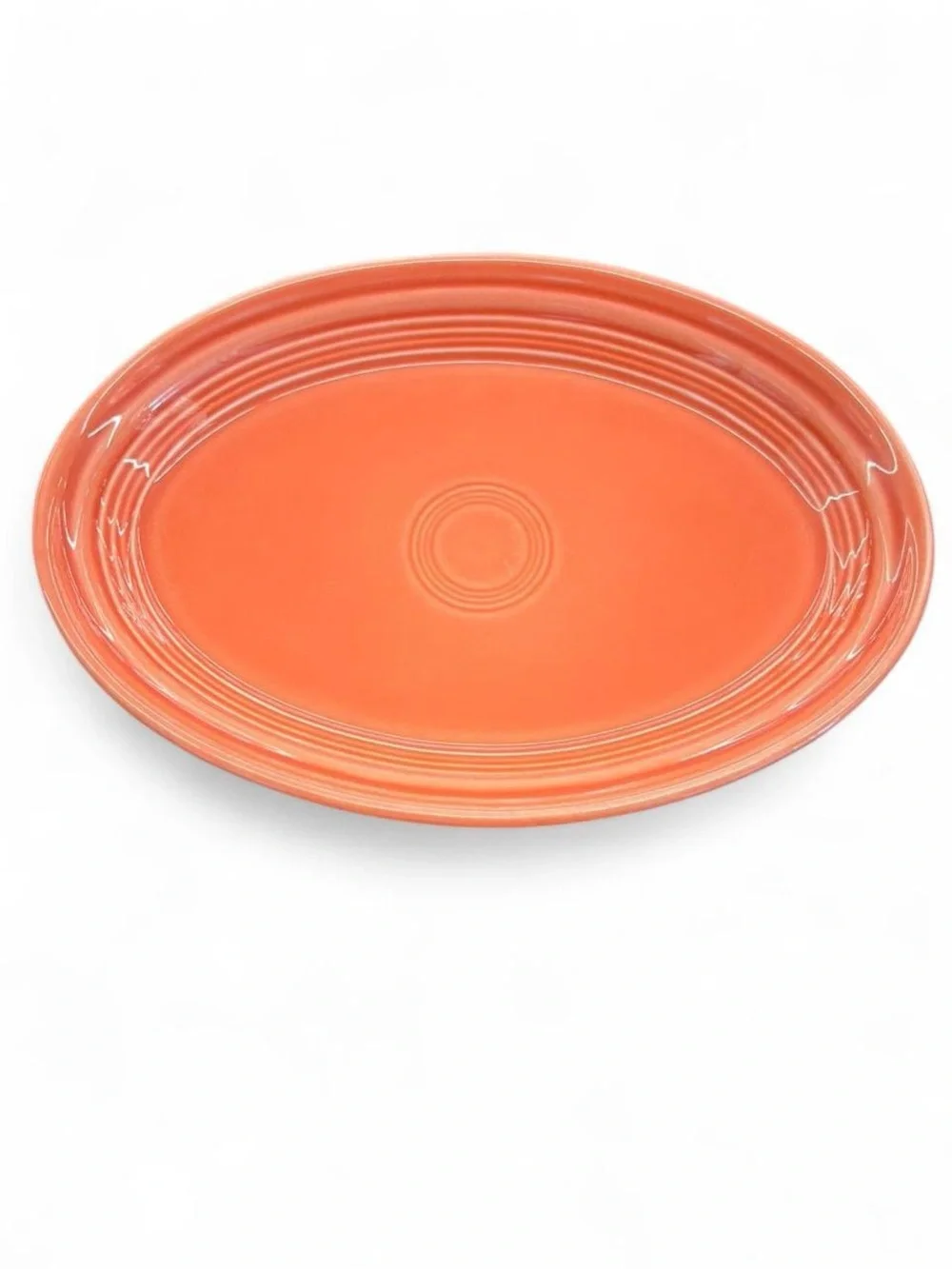 2 Fiesta Orange Oval Serving Plates 9.5”